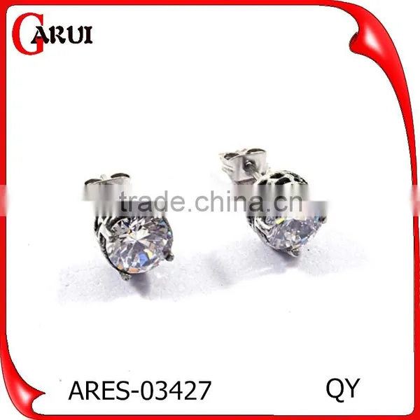 Black Stainless Steel Stud Earrings Crystal Jewelry Earrings photo-3