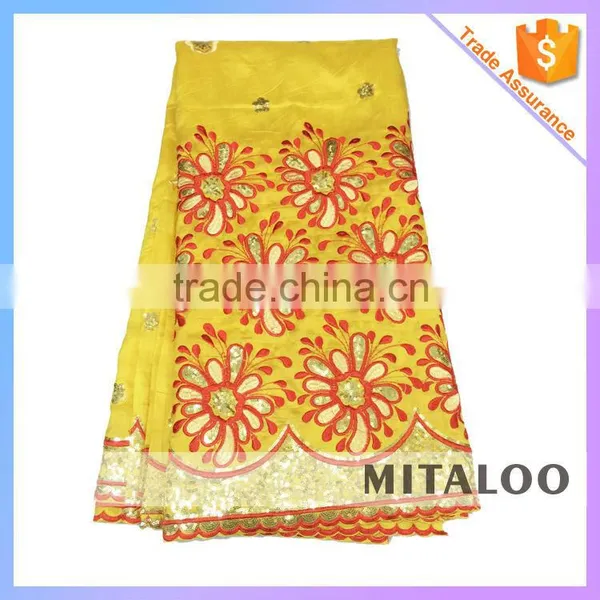 Mitaloo Embroidery Sequins George Lace Fabric Lemon Green George Lace For Wedding Dress MGP0036 photo-4