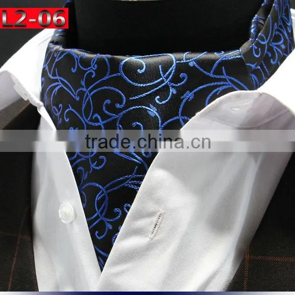 Men's Polka Dot Floral Paisley Jacquard Woven Self Cravat Tie Ascot photo-2