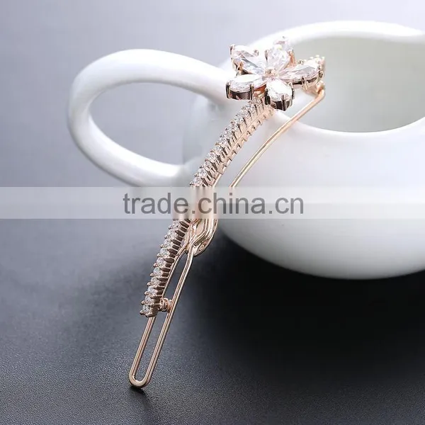 Fashion Women Girls Hair Barrettes White Flower Crystal Rhinestone Hair Pins Side Knotted Hairclips Hotsale Hair Accessory photo-6