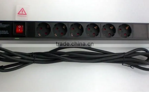 19" 1U 6ways, Alloy Shell, European/German PDU Socket for Cabinet