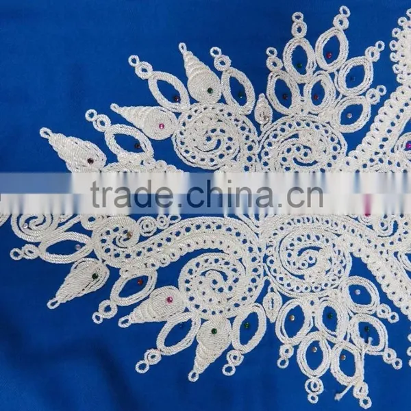 the Newest Short Sleeves Maxi Dress With From Front to Hem Rope Embroidery photo-4