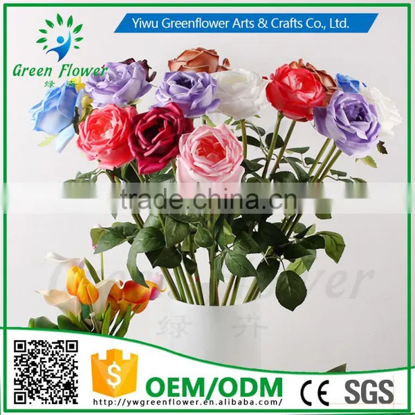 2016 Wholesale Multicolor Latex PU Artificial Flowers Diamond Rose Real Touch Bouquet Wedding Bridal Decor Display Flower photo-5