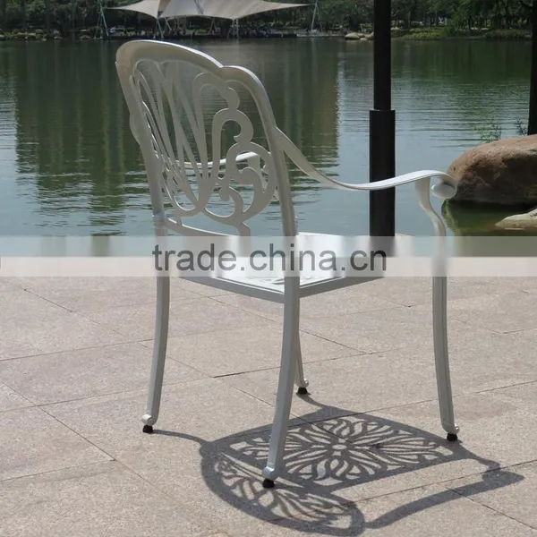 Outdoor Patio White Round Dining Table and Chairs Set Garden Furniture Cast Aluminium photo-6