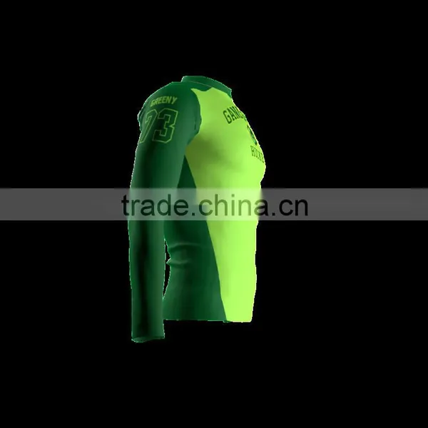 Polyester Spandex Long Sleeves Gang Green Compression Shirt/Rash Guard With Club Logo Player Name and Numbers at Sleeves photo-3
