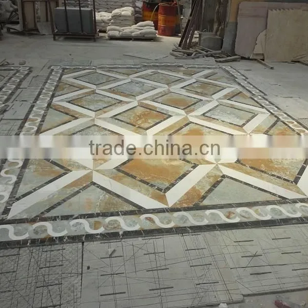 Square Waterjet Marble Design Floor Tile