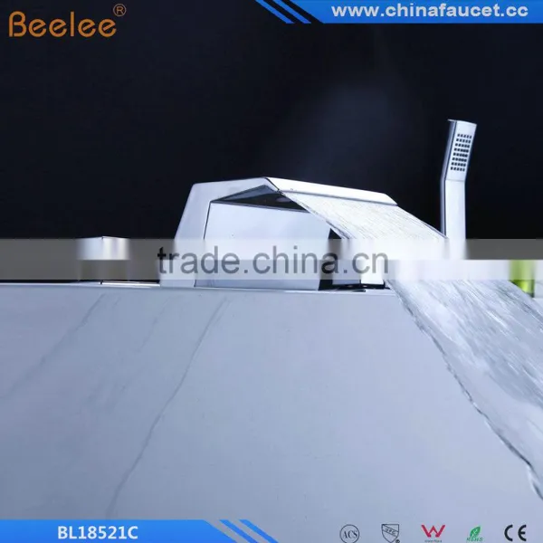 Beelee BL18521C Deck Mounted Tub Faucet With Stainless Steel Spout + Hand Shower photo-2