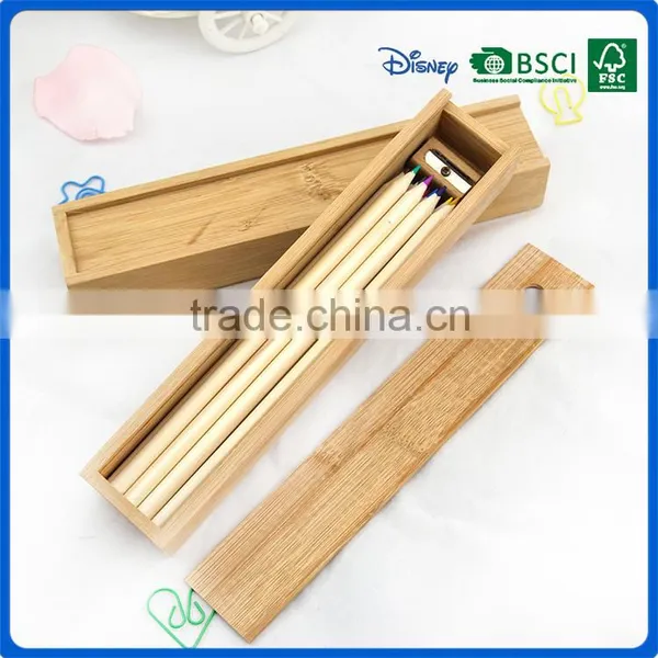 Eco Friendly Colour Pencils Crayon Set With Wooden Pencil Sharpener Into Wooden Sliding Drawer Box photo-3