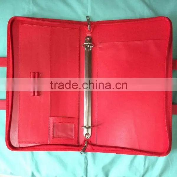 2016 Multi Functional Soft A4 Magnetism Leather Portfolio With Ring Binders and Retractable Handle photo-4