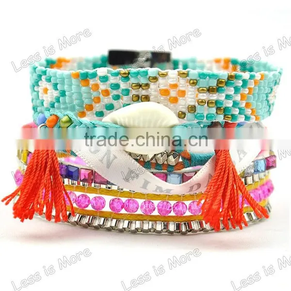 Woven Beaded Bracelets Crochet Beaded Bracelets With Tassels