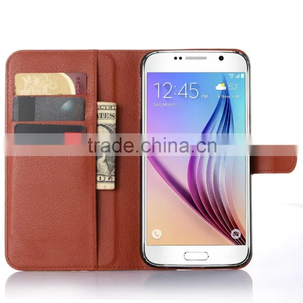 Factory Price Lichee Leather Pouch Wallet Case Folio Stand Cover for Samsung GALAXY S7 Plus photo-2