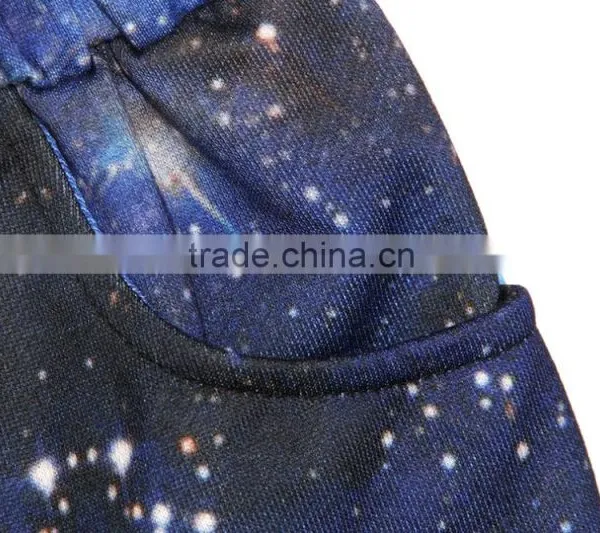 2015 Women Shorts Sublimation Print Blue Galaxy Running Shorts Elastic Waist N16-8 photo-3