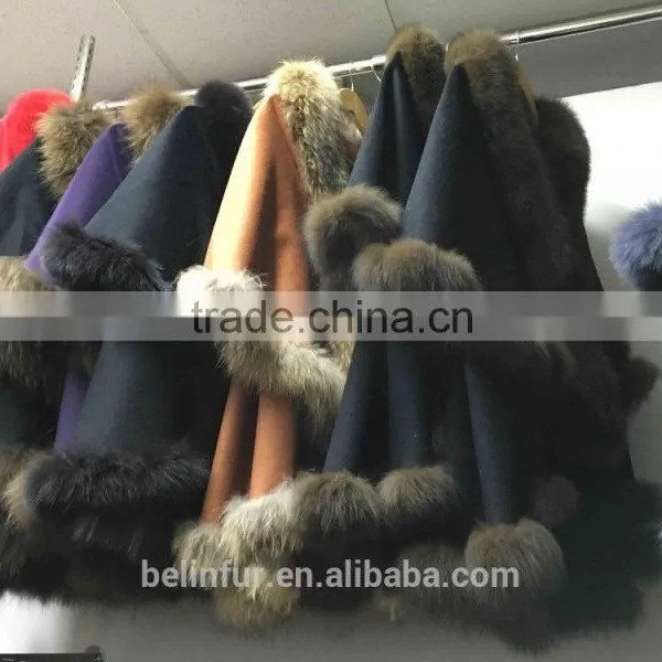 Winter Fashion Women Real Fox Fur With Cashmere Shawl photo-5