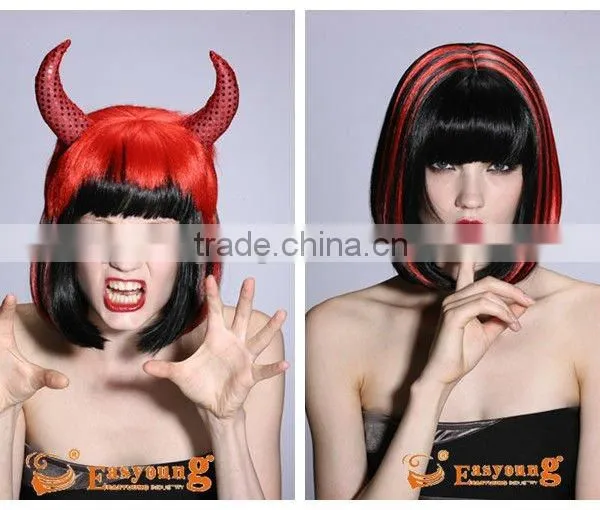 Buy Synthetic Halloween Festival Wig,cheap Party Wig With Horn, Cosplay photo-3