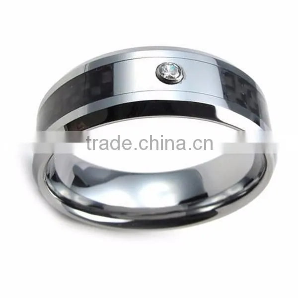 Fashion Men's Jewelry Tungsten Ring With Crystal Rhinestone photo-3