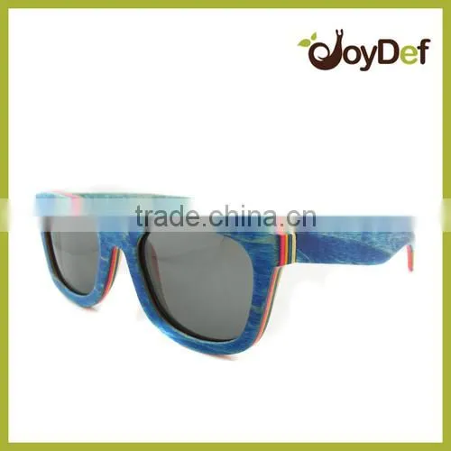 Recycle Skateboard Wood Sunglasses, Wood Sunglasses, Colorful Wooden Frame GA076