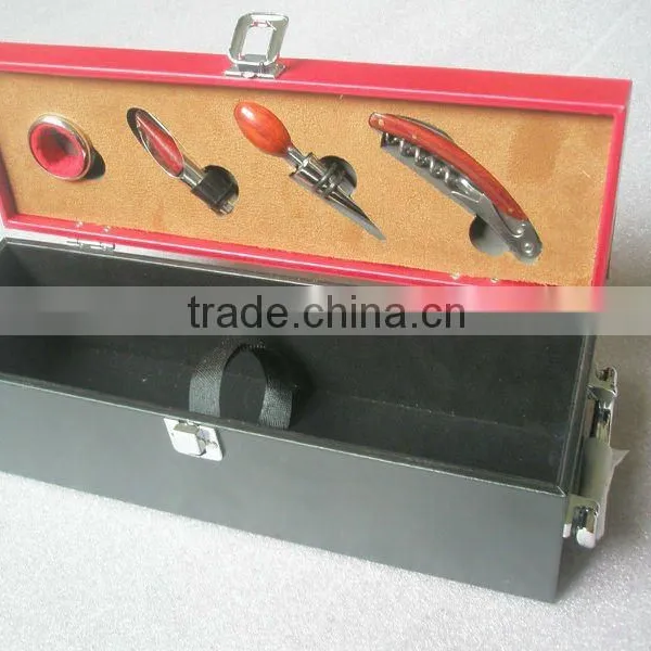 Leather Wine Box With Wine Accessories