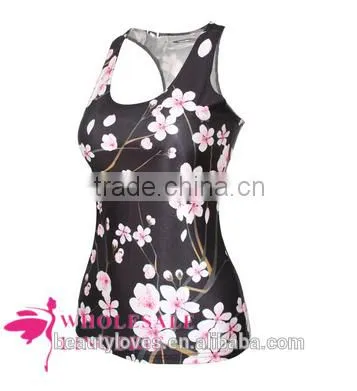 Pink Flower Printed Women Tank Tops ,women Sleeveless Summer Vests photo-2
