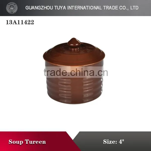 Thread Ceramic Soup Tureen With Lid High Temperatura Color Glaze Soup Tureen photo-2