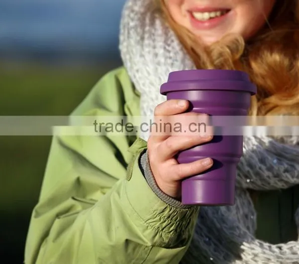 Collapsible Silicone Travel Coffee Tea Cup, Camping Travel Cup BPA Free photo-2