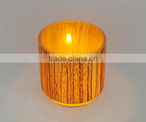 Creative Christmas Wood Grain Design Glass Candle Container Candle Glass Jar photo-2