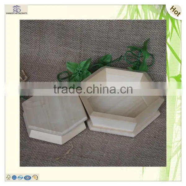 Individual Hexagon Wood Storage Picnic Tray Hamper photo-2