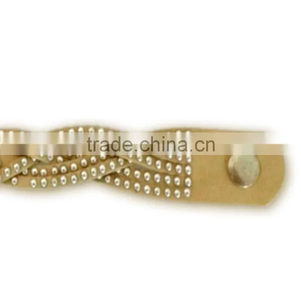 Popular PU Leather Bracelet, Hot Sale Gift Leather With Crystal Gem Decoration photo-2