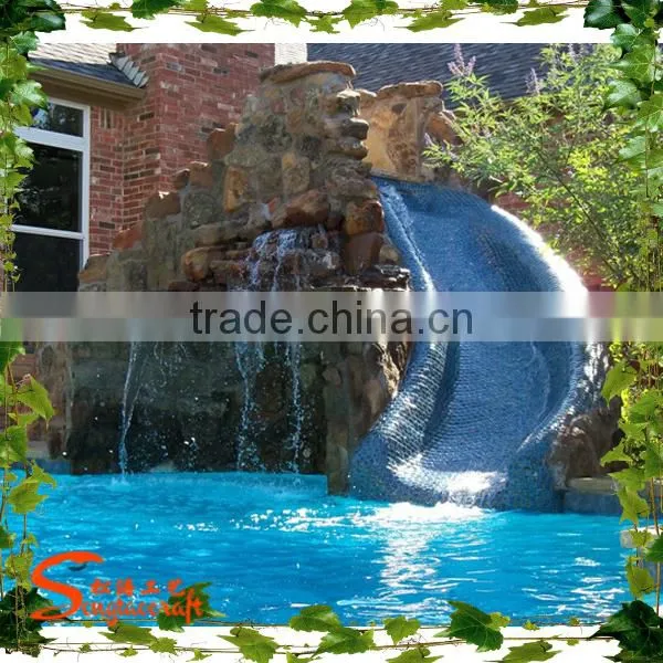 Latest Design Outdoor Fiberglass Rock Waterfall Pool Artificial Rock Waterfall Landscaping photo-5