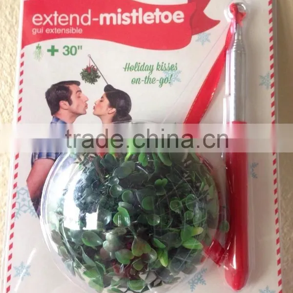 Cute Mistletoe Christmas Holiday Kissing Ball With 30" Extendable Stick photo-2