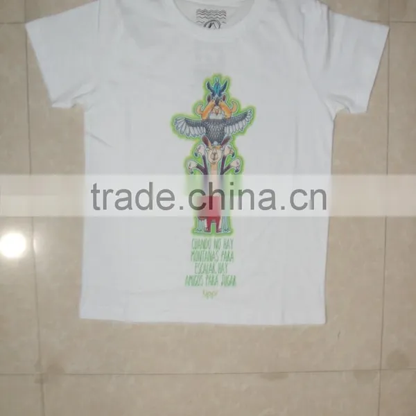 WHOLESALE KIDS SHORT SLEEVE WHITE T-SHIRT WITH WATER PRINT.100%COTTON CUSTOM PRINTED CHILDREN T-SHIRTS, photo-2