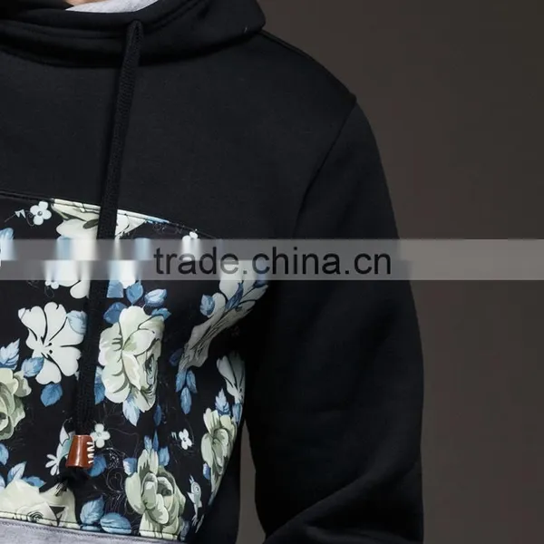New Style Hot Selling Cotton Fleece Men Hoodies China Wholesale Custom Floral Print XN-PS16004 photo-3