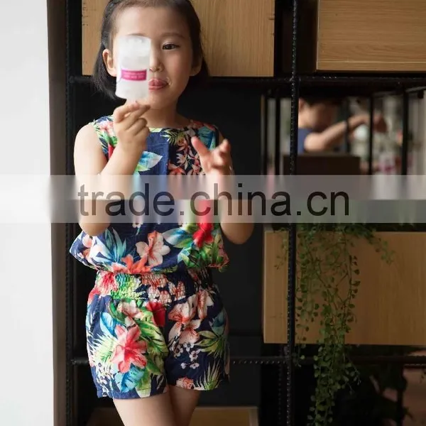 Fashion Girl Sleeveless Blouse and Panty Set 100% Viscose Blouse Set for Baby Girl Printed Flower Dress Vacation Cloth Set photo-2