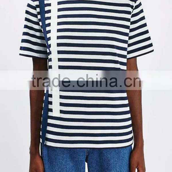 Tape Drop Over The Shoulder Stripe Boxy Tee for Girls photo-3