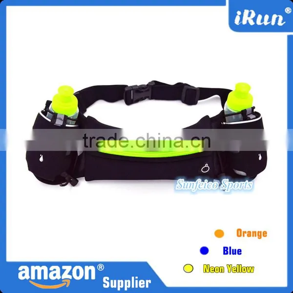 Adjustable Waist Pack/Pouch Fits Accessory Pockets - Hydration Running Belt With 2 Bottles - Customized Logo&Color&Package Belt photo-2