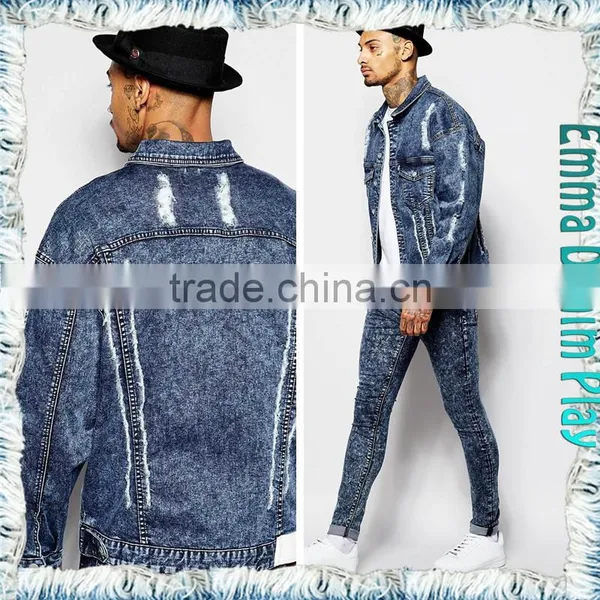 Free Shipping 2015 Fall New Design Antique Denim Long Sleeve Cowboy Man Jackets Coat photo-3