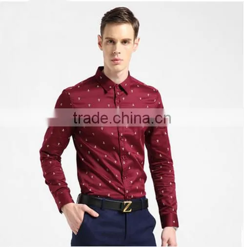 2016 Men Printed Slim Fit Casual Dress Shirt photo-2