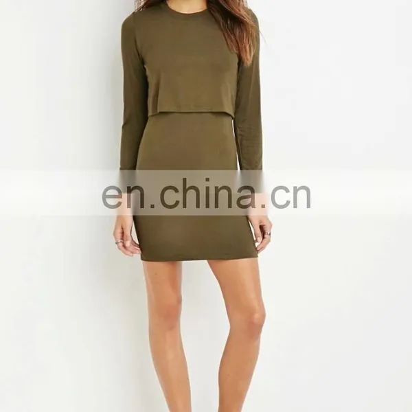 Cheap Price Women Long Sleeve Sexy Tight Mini Layered Dress photo-5