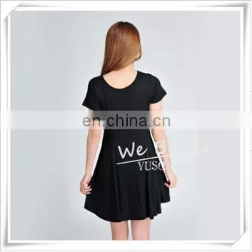 Summer Dress Bamboo Fiber Rayon Pleated O Neck Short Sleeves photo-3