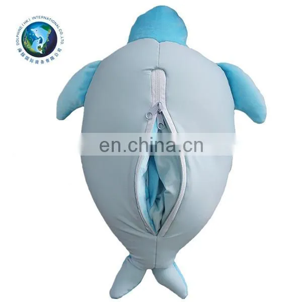 2 in 1 Memory Foam Stuffed Animal Soft Plush Blue Color Dolphin Toy u Shaped Pillow Cushion Convertible Kids Travel Neck Pillow photo-4
