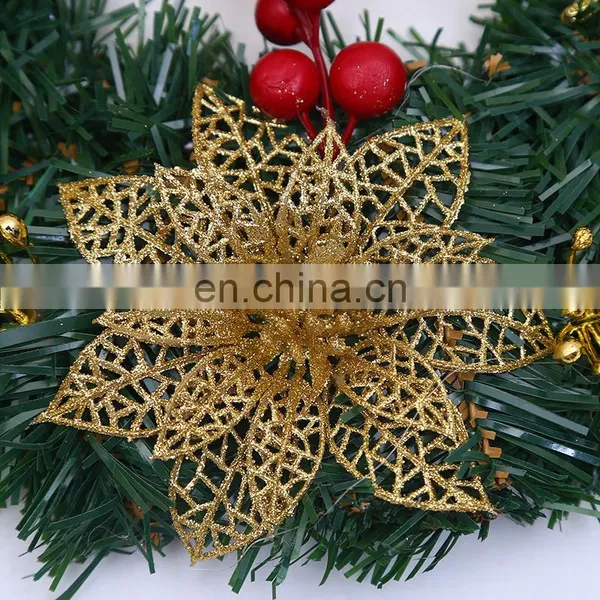 A039 Christmas Wreaths Berries Red Fruit Bow Knots Ornaments Window Arrangement Door Hanging Green Garland Christmas Gifts photo-5