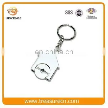 Custom Logo Printing Enamel With Metal Trolley Coin Keychain photo-4