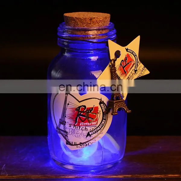 Round Shaped Wishing Glass Bottle Led Light Wishing Bottle With Eiffel Tower Charms for Girlfriend Gifts photo-2