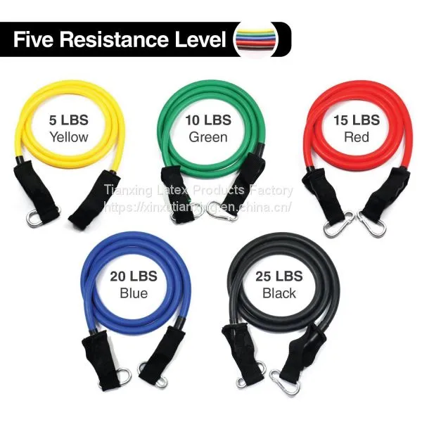 Hot Fashion Exercise Resistance Workout Fitness Band 5 Level Latex Tubes Set photo-4