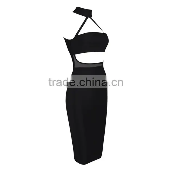 Summer Dress Wholesale Luury 2016 New Fashion Black High Neck Sey Women Evening Party Bandage Dress Bandage Bodycon Women Wearin photo-2