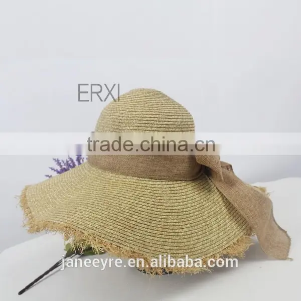 New Design Cheap Promation Straw Hat to Sinamay Bowknot Decorate photo-2