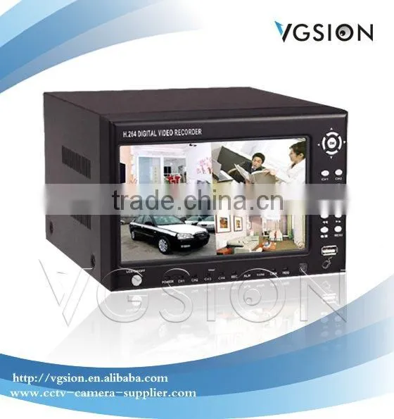 4 Channel D1 Stand Alone DVR Built With 7" TFT Monitor
