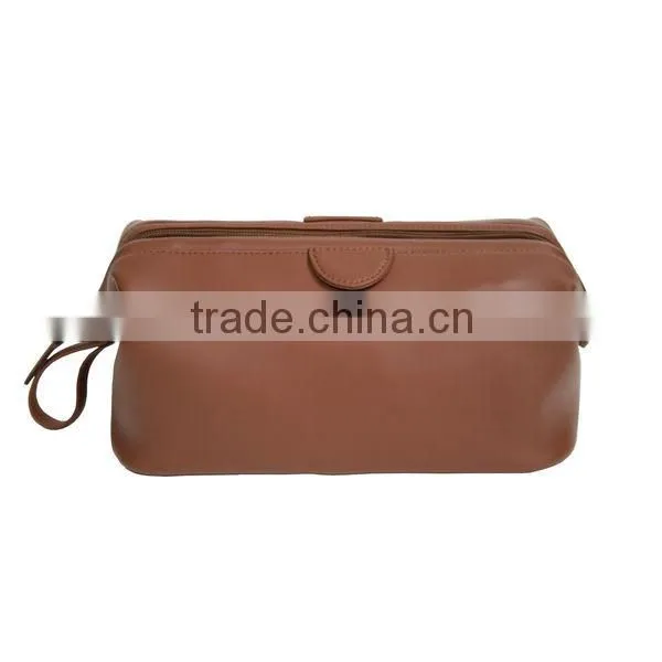 Top Grain Nappa Genuine Leather Travel Wash Bag Makeup Organizer Cosmetic Case for Men photo-5