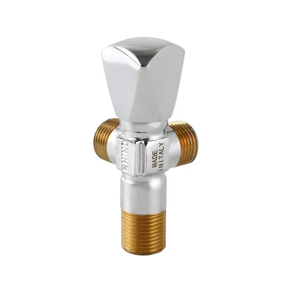 Two-Way Angle Valve Brass Polished and Chrome Plated for Sanitary Ware Pipe photo-2