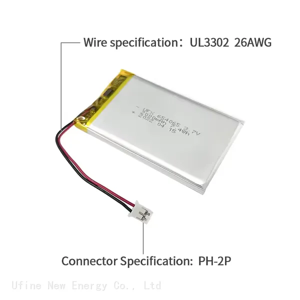 Chinese Lithium-Ion Cell Factory Wholesale 3.7v UFX 654065 2000mah Rechargeable Battery Pack For Portable Medical Equipment photo-4