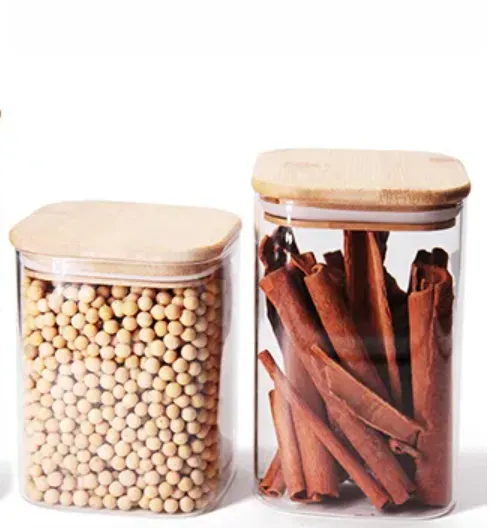 Borosilicate Glass Kitchen Use Food Storage Jar With Sealed Food Grade Bamboo Lid photo-5